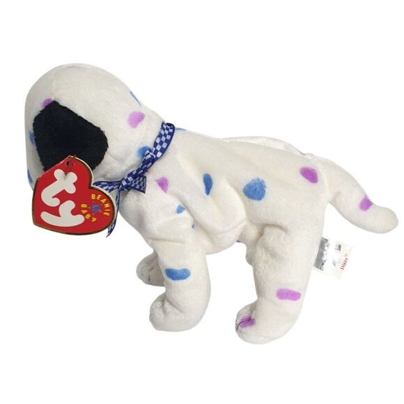 Ty Beanie Baby Dizzy Dalmatian Dog 8" Black Ears Colored Spots Plush 2000 - Picture 4 of 9
